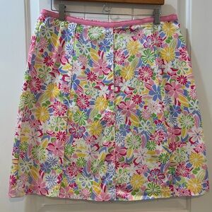 Appleseed’s Pastel Floral Mini Skirt Size 14 Petite Easter Spring Colorful